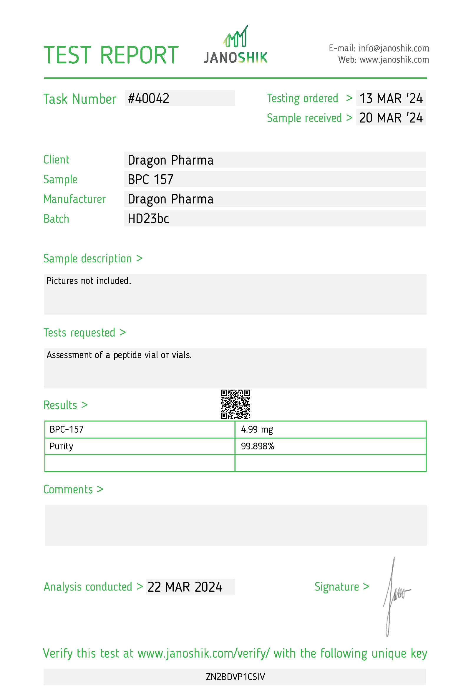 BPC-157 Lab Result 1